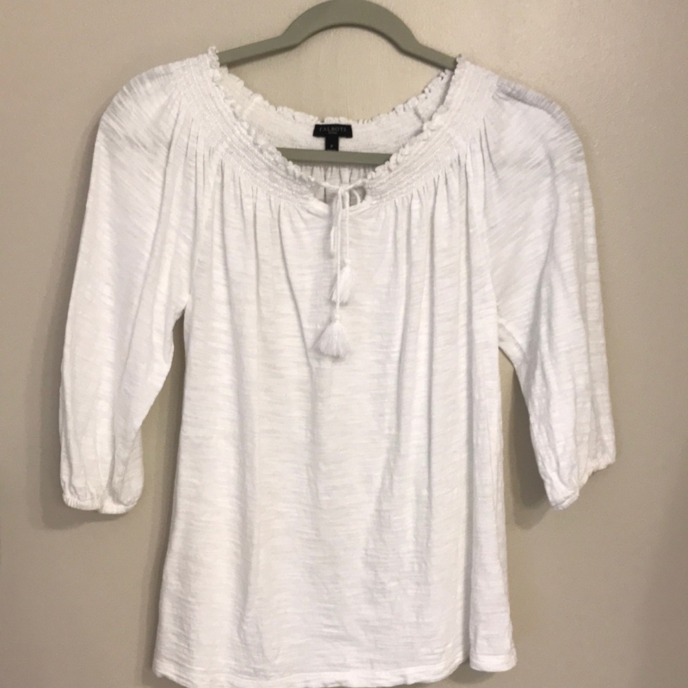 Talbot’s White smocked neck top